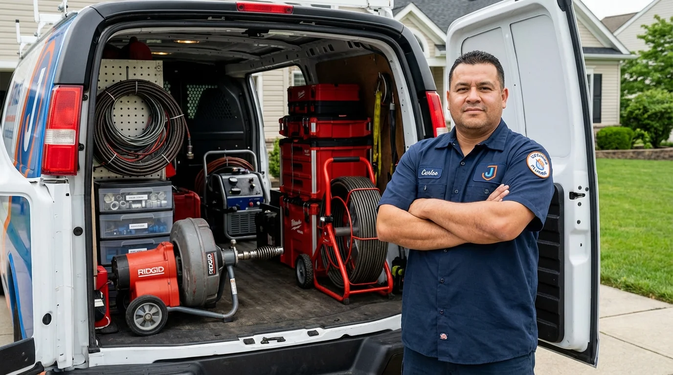 Professional drain cleaning equipment and Johns Plumbing LLC plumber in Maumee