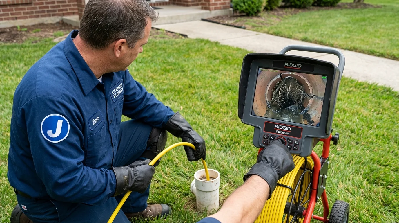 Sewer camera inspection being performed by Johns Plumbing LLC in Maumee