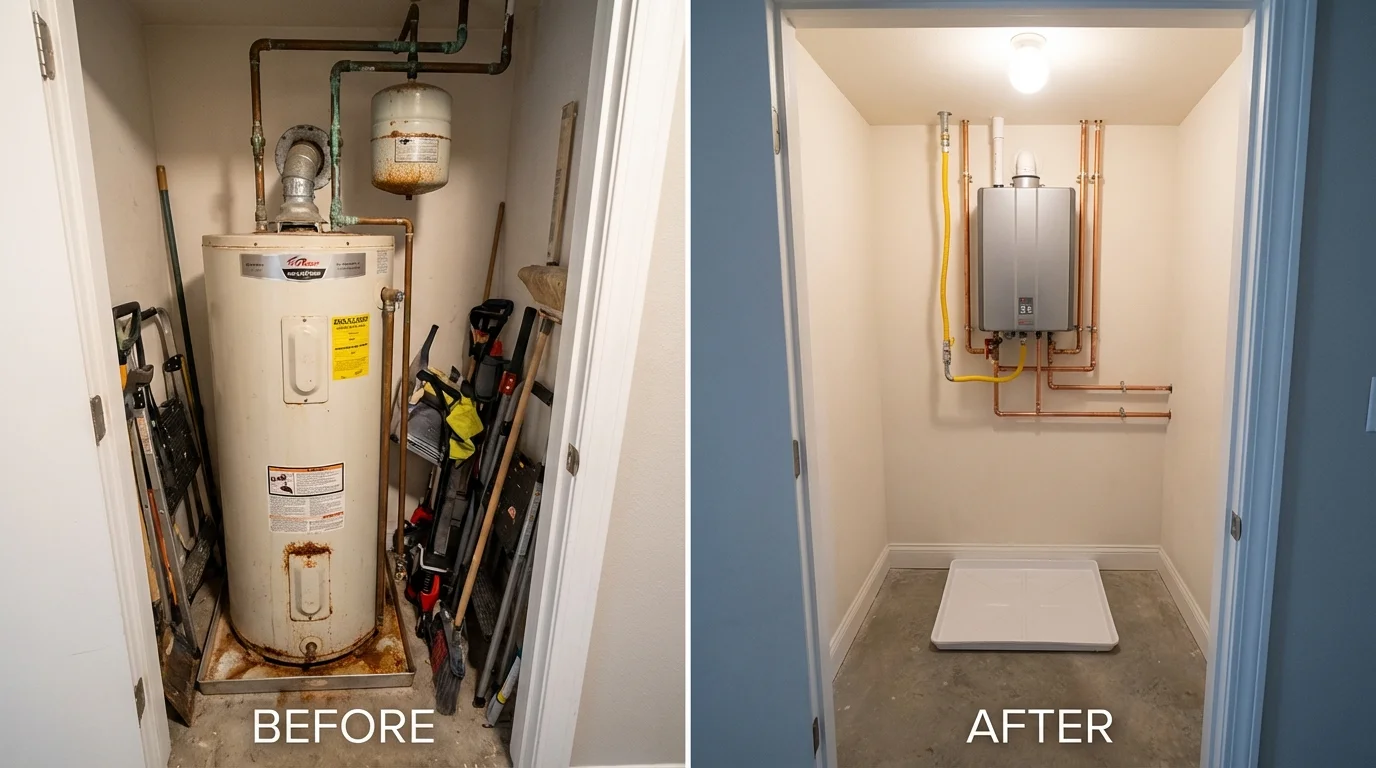 Tank water heater versus wall-mounted tankless unit comparison for Maumee, OH homeowners